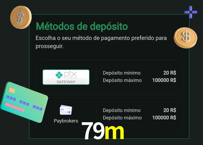 O cassino 79m oferece uma grande variedade de métodos de pagamento
